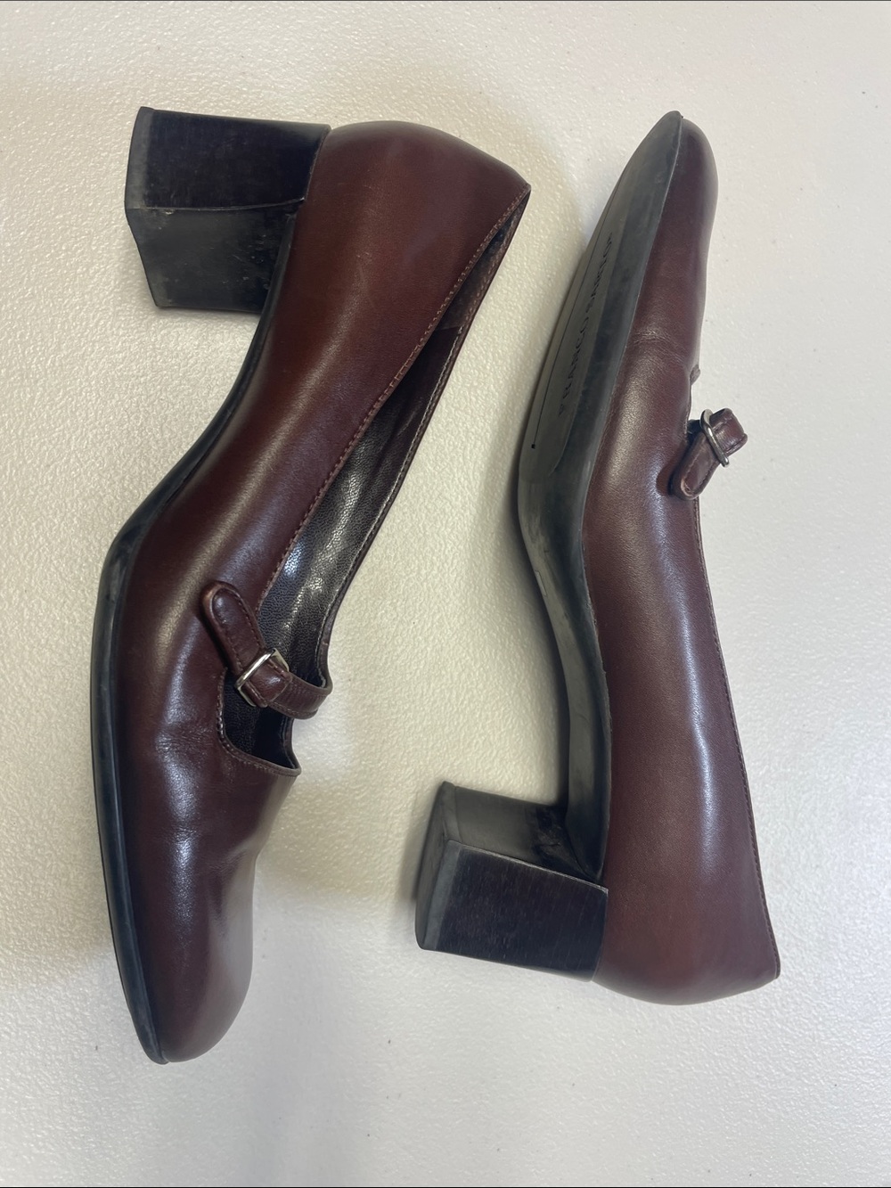 Franco Sarto Brown Leather Mary Jane Slip-On Loafers - Picture 6 of 7